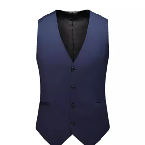 Men's slim fit suit vest solid color single breasted business casual waistcoat for daily wear