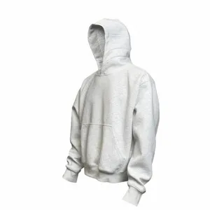 Men solid color minimalist cropped pullover hoodie casual streetwear basic style top main view