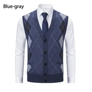 Herren V-Ausschnitt Strick Weste ärmellos Cardigan Herbst Winter Businesskleidung.