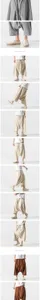 Men Chinese style loose harem cropped pants dropped crotch casual solid trousers detail view