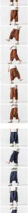 Mens casual loose harem pants summer drop crotch Chinese style breathable trousers