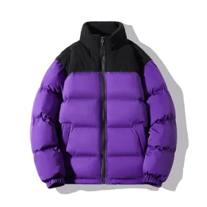 Veste Rembourrée Épaisse pour Hommes Style Workwear Japonais Patchwork Col Montant Coupe-vent Chaud Manteau d'Hiver Décontracté
