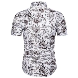 Herren Freizeit Kurzarm Blumenhemd Sommer Mode Vintage botanischer Druck Knopfleiste Top
