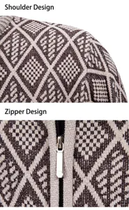 Heren gebreid vest trui detail weergave bruin geometrisch patroon winter warme casual kleding
