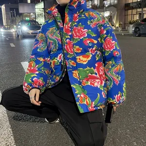 Doudoune florale style chinois hiver chaud unisexe tendance nationale manteau rembourré