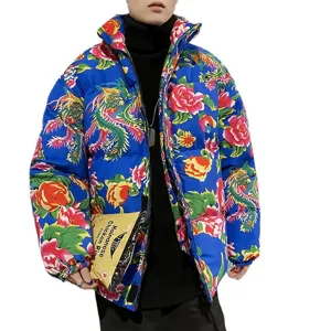 Veste matelassée florale traditionnelle chinoise unisexe manteau hiver chaud haut