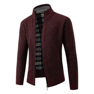 Mens Fleece Lined Stand Collar Cardigan Sweater Casual Knitwear Winter Outerwear