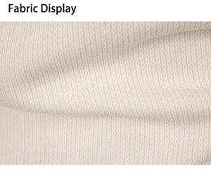 Close-up fabric detail of men's casual knit cardigan sweater in beige, textured knit.