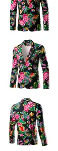 Men's floral blazer jacket spring casual stylish traditional print suit outerwear for youth.