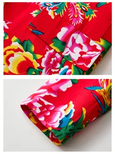 2024 Mens Vintage Floral Print Casual Suit Jacket Trendy Chinese Style Outerwear