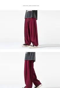 Pantalones anchos hombre estilo retro casual color solido baggy bombachos comodos moda
