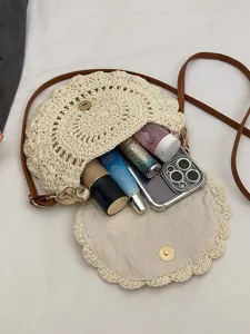 Bolso cruzado de ganchillo hecho a mano para mujer bolso de playa tejido de verano.