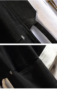 Chinese style men casual cardigan detail shot, black and white fabric texture close up view.