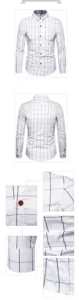 Camicia casual da uomo a maniche lunghe a quadri, motivo classico con bottoni marroni.