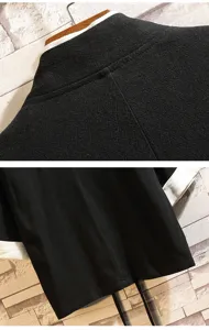 Men's Chinese Style Contrast Cardigan Detail Taoist Robe Casual Summer Shirt
