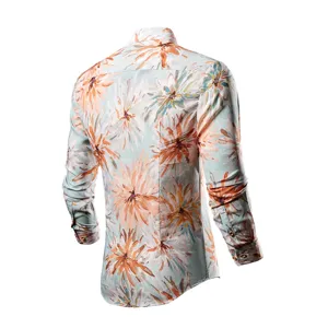 Chemise decontractee a manches longues pour homme, imprime floral elegant top ete