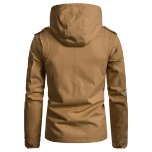 Herren Freizeit Kapuze Baumwolljacke Herbst Winter langarm Oberbekleidung khaki Mantel