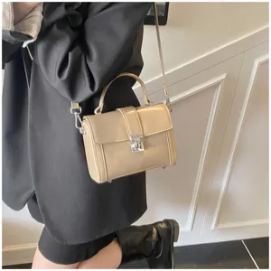 Korean minimalist fashion commuter shoulder handbag for women, chic crossbody small square box bag.