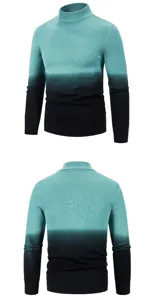 Jersey de hombre con cuello alto degradado manga larga corte ajustado otoño invierno.