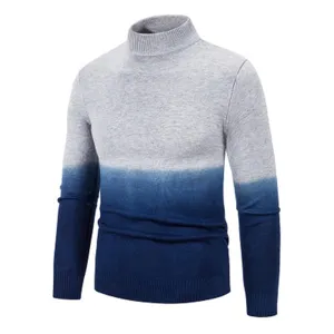 Sueter de cuello alto con degradado para hombre, elegante prenda de punto slim fit de invierno.