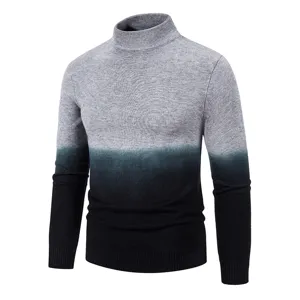 Suéter de cuello alto degradado hombre otoño invierno prenda de punto manga larga