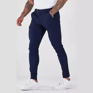 Men's slim fit casual trousers spring summer stretch straight outdoor business pants dark blue
