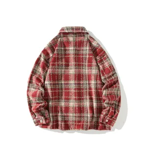 Camicia in lana a quadri da uomo giacca casual manica lunga invernale outerwear moda