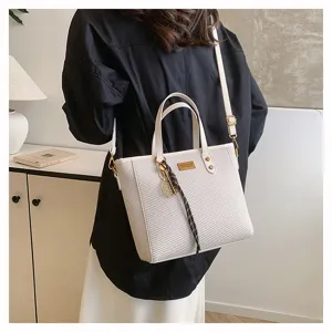 White tote bag for women large capacity shoulder bag casual commuter handbag stylish daily purse
