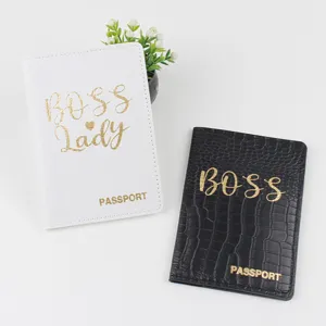 Crocodile pattern PU leather passport holder protective cover travel document organizer