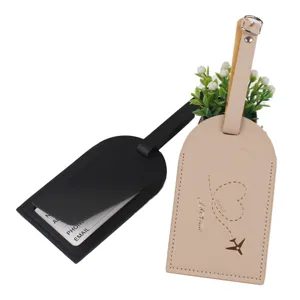Leder Gepäckanhänger Set, Reise Koffer ID Etiketten mit Riemen und Karte, beige schwarz.