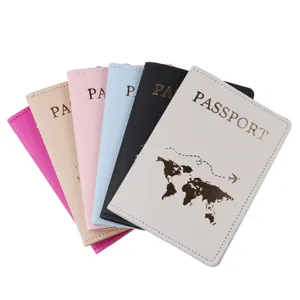 Multicolor PU leather passport holder travel document organizer protection cover set.