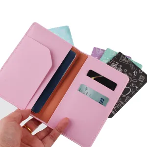 Fundas de pasaporte de cuero PU cartera de viaje multifuncional con ranuras para tarjetas.