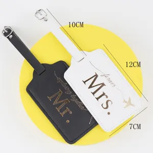 PU leather couple luggage tag set for wedding gift custom travel bag luggage labels