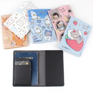 Fundador de pasaporte de cuero PU de dibujos animados, organizador de viaje elegante.