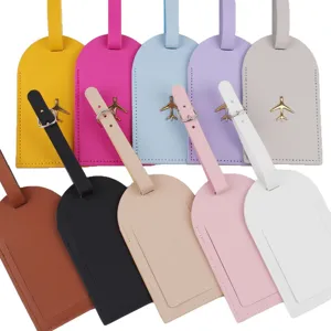 Etichette per bagagli in pelle PU colorate con grazioso aeroplano per valigie e borse.