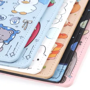 Portapasaporte y funda de tarjeta lindo de cuero PU con detalles de costura finos