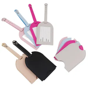 Buntes PU Leder Gepäckanhänger Set mit verstellbaren Riemen und Namensschilder.