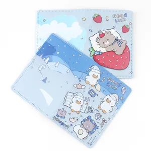 Bonita funda de pasaporte de cuero PU cubierta protectora de viaje diseño de dibujos animados
