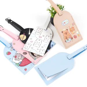 Niedliche PU-Leder Kofferanhänger mit Cartoon-Bär und Hase Design für Reisekoffer.