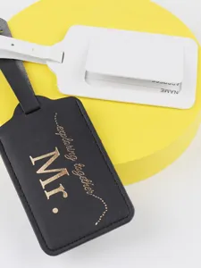 PU leather couple luggage tags set black and white travel bag labels wedding gift accessories