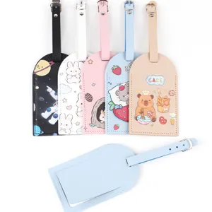 Süße Cartoon PU Leder Kofferanhänger Set mit verstellbarem Riemen für Reisekoffer und Taschen.
