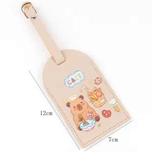 Süßes Kapiwara PU Leder Kofferanhänger mit Backdesign, tragbarer Reise Namensschild Halter.