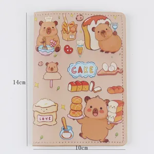 Funda de pasaporte de cuero PU capybara, organizador portátil de documentos de viaje diario.