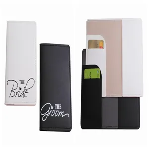 Couple PU leather passport holder and travel document organizer set with multiple card slots