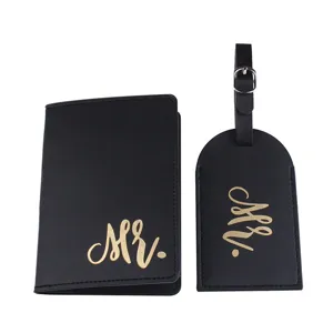 PU Leder Koppel Paspoorthouder En Bagagelabel Set Mr Mrs Letter Reisdocumenten Case Bruiloft Feest Cadeaus Accessoires