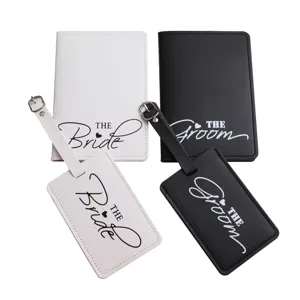 PU Leather Passport Holder Luggage Tag Travel Document Organizer Waterproof Cover For Couples Honeymoon Wedding Gift