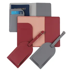 Set copripassaporto e etichetta bagaglio in pelle PU, portafoglio porta carte da viaggio.