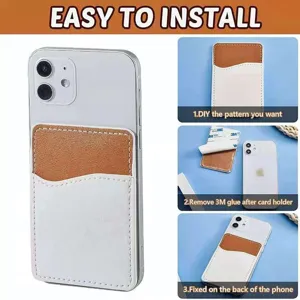 DIY lederen telefoon kaarthouder zelfklevende zak voor achterkant smartphone detail