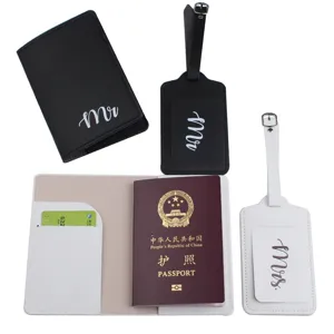 PU Leather Passport Holder And Luggage Tag Travel Accessories Waterproof Document Case Organizer For Couples Honeymoon