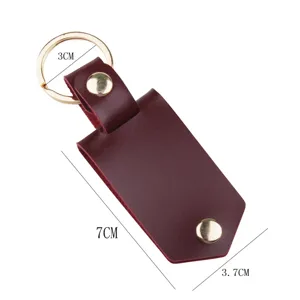 PU Lederen Sleutelhanger Met Metaal Drukknop Ring Hanger Cadeau Maat 7cm